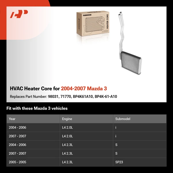 HVAC Heater Core for 2004-2007 Mazda 3