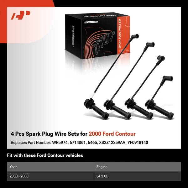 4 Pcs Spark Plug Wire Sets for 2000 Ford Contour