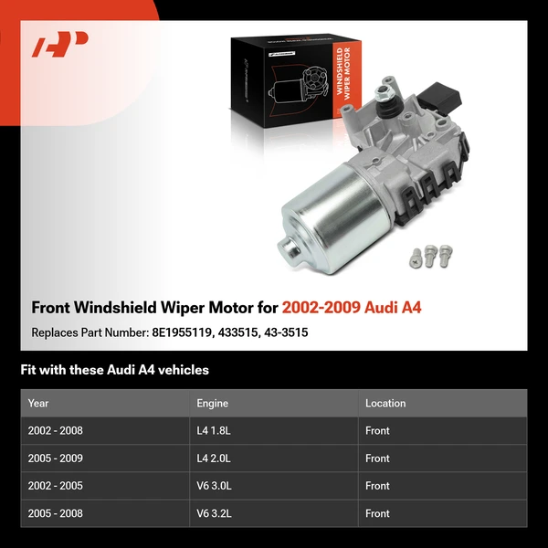 Front Windshield Wiper Motor for 2002-2009 Audi A4