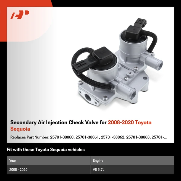 Secondary Air Injection Check Valve for 2008-2020 Toyota Sequoia