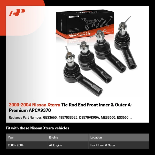2000-2004 Nissan Xterra Tie Rod End Front Inner & Outer A-Premium APCA9370