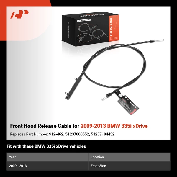 Front Hood Release Cable for 2009-2013 BMW 335i xDrive