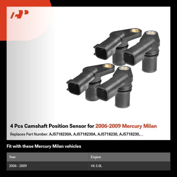 4 Pcs Camshaft Position Sensor for 2006-2009 Mercury Milan