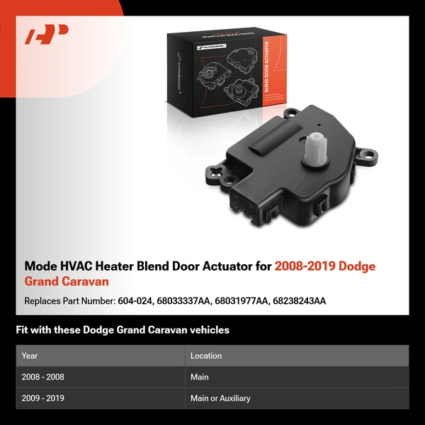 Mode HVAC Heater Blend Door Actuator for 2008-2019 Dodge Grand Caravan