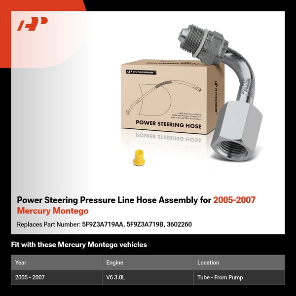 Power Steering Pressure Line Hose Assembly for 2005-2007 Mercury Montego