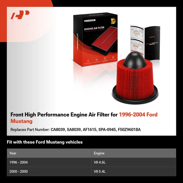 Front High Performance Engine Air Filter for 1996-2004 Ford Mustang