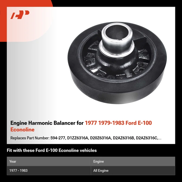 Engine Harmonic Balancer for 1977 1979-1983 Ford E-100 Econoline