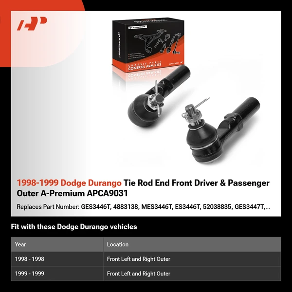 1998-1999 Dodge Durango Tie Rod End Front Driver & Passenger Outer A-Premium APCA9031