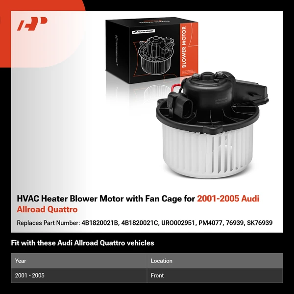 HVAC Heater Blower Motor with Fan Cage for 2001-2005 Audi Allroad Quattro