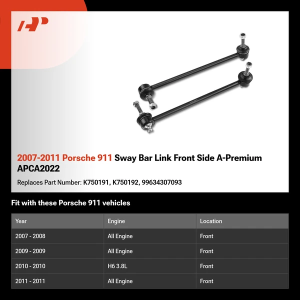 2007-2011 Porsche 911 Sway Bar Link Front Side A-Premium APCA2022