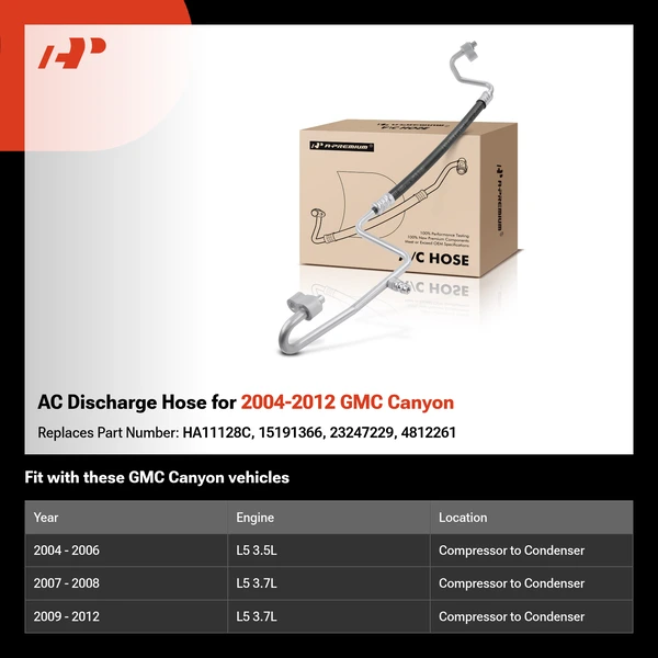 AC Discharge Hose for 2004-2012 GMC Canyon