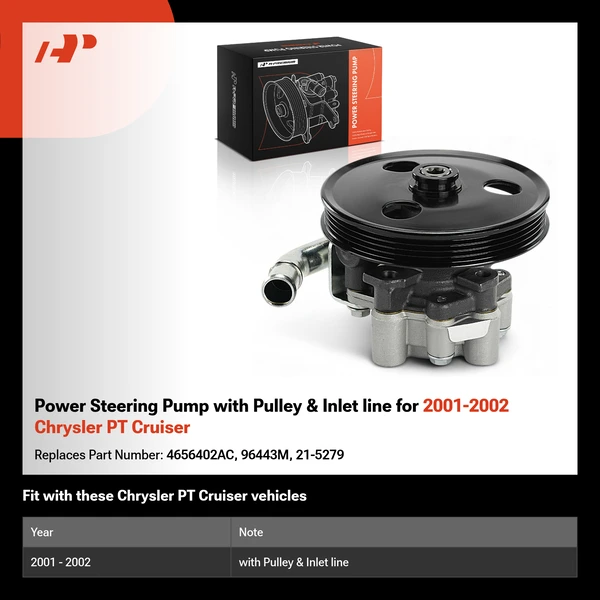 Power Steering Pump with Pulley & Inlet line for 2001-2002 Chrysler PT Cruiser