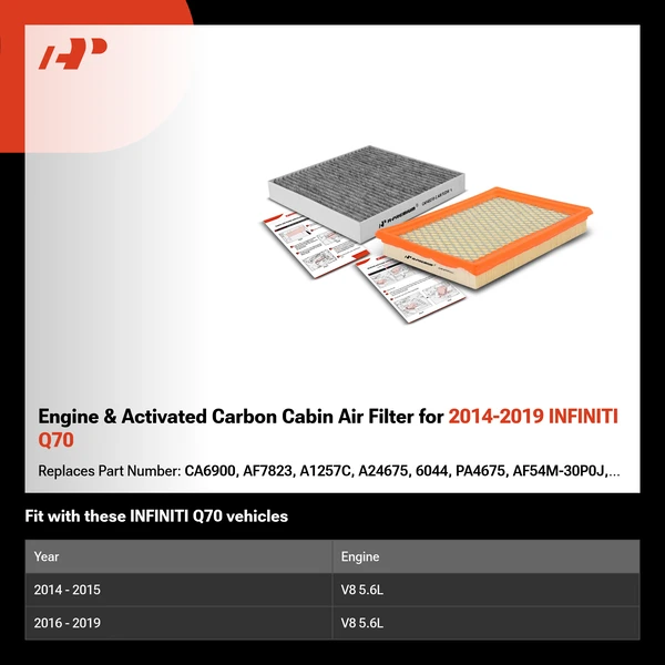 Engine & Activated Carbon Cabin Air Filter for 2014-2019 INFINITI Q70