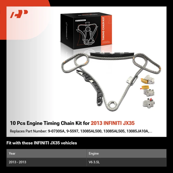10 Pcs Engine Timing Chain Kit for 2013 INFINITI JX35