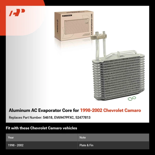 Aluminum AC Evaporator Core for 1998-2002 Chevrolet Camaro