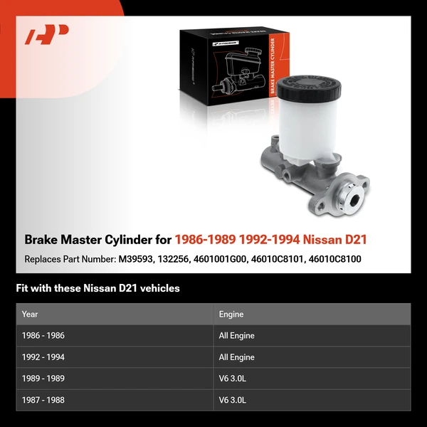 Brake Master Cylinder for 1986-1989 1992-1994 Nissan D21