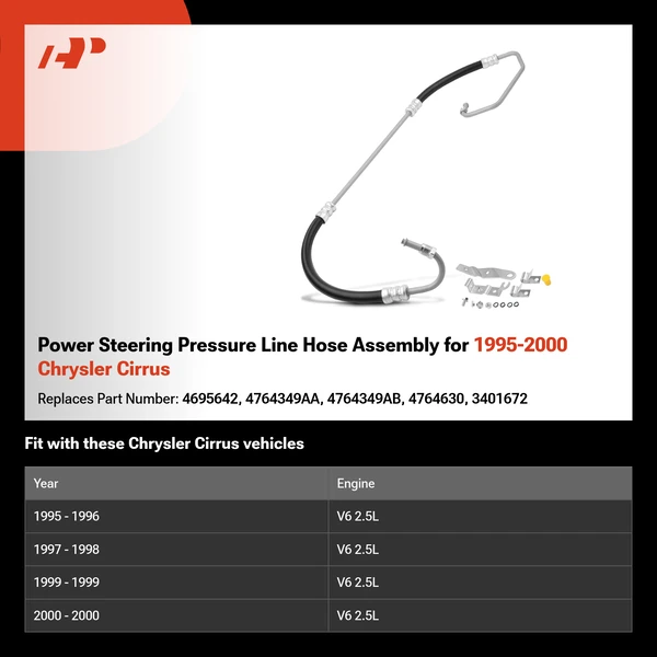 Power Steering Pressure Line Hose Assembly for 1995-2000 Chrysler Cirrus