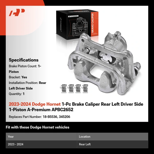 2023-2024 Dodge Hornet 1-Pc Brake Caliper Rear Left Driver Side 1-Piston A-Premium APBC2652