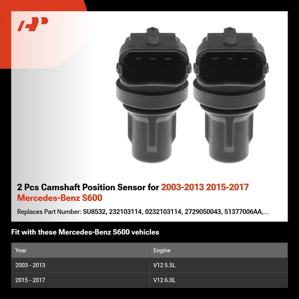 2 Pcs Camshaft Position Sensor for 2003-2013 2015-2017 Mercedes-Benz S600