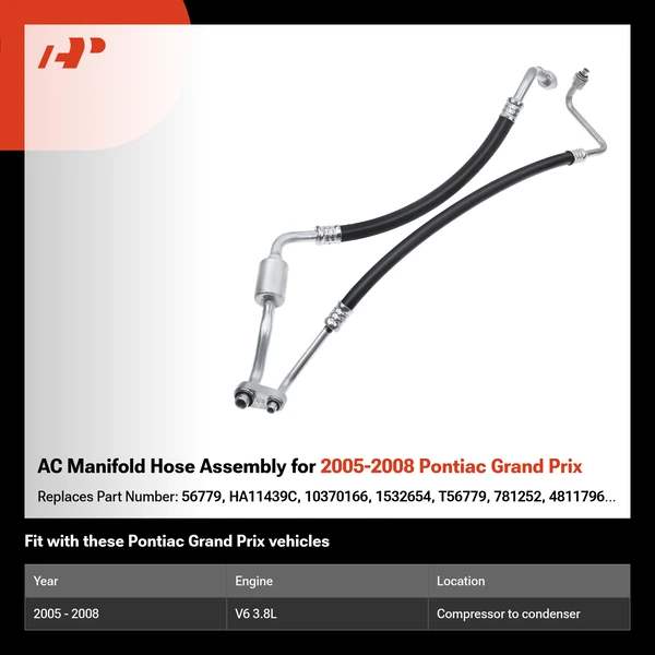 AC Manifold Hose Assembly for 2005-2008 Pontiac Grand Prix