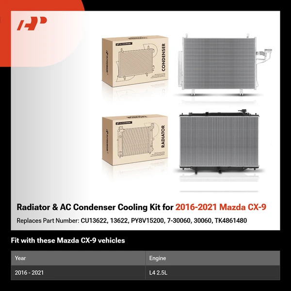 Radiator & AC Condenser Cooling Kit for 2016-2021 Mazda CX-9