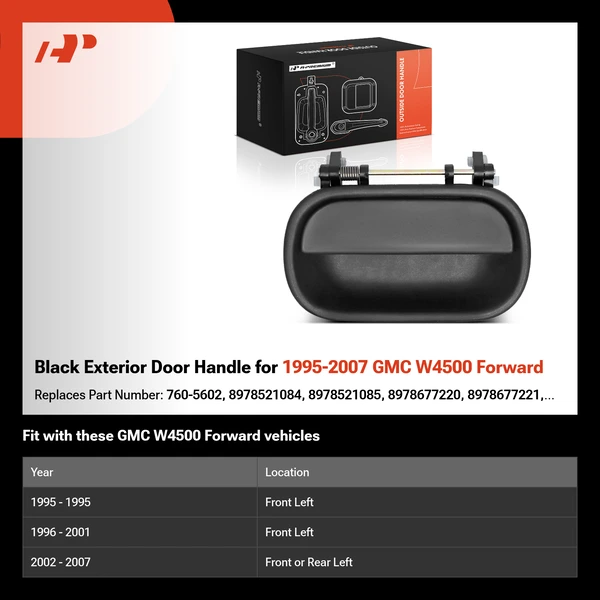 Black Exterior Door Handle for 1995-2007 GMC W4500 Forward