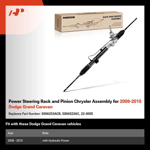 Power Steering Rack and Pinion Chrysler Assembly for 2008-2010 Dodge Grand Caravan