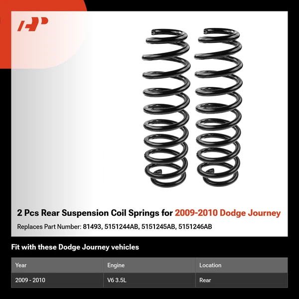 2 Pcs Rear Suspension Coil Springs for 2009-2010 Dodge Journey