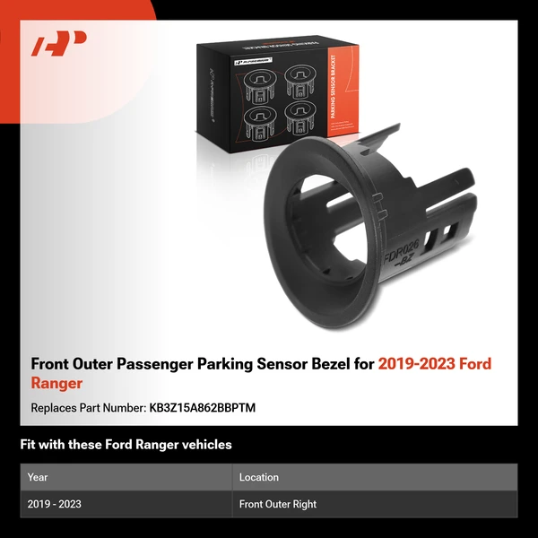 Front Outer Passenger Parking Sensor Bezel for 2019-2023 Ford Ranger