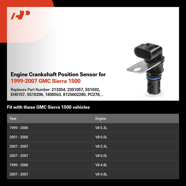 Engine Crankshaft Position Sensor for 1999-2007 GMC Sierra 1500