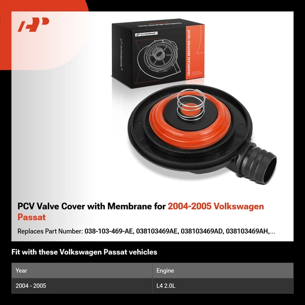 PCV Valve Cover with Membrane for 2004-2005 Volkswagen Passat