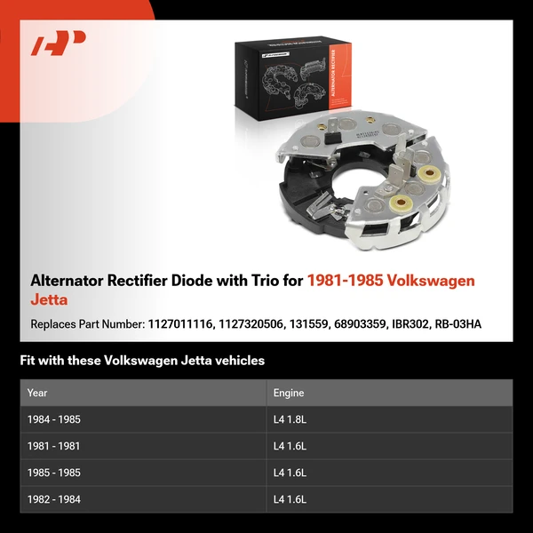 Alternator Rectifier Diode with Trio for 1981-1985 Volkswagen Jetta