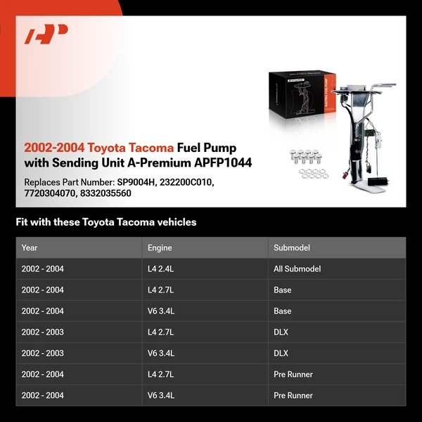 2002-2004 Toyota Tacoma Fuel Pump with Sending Unit A-Premium APFP1044