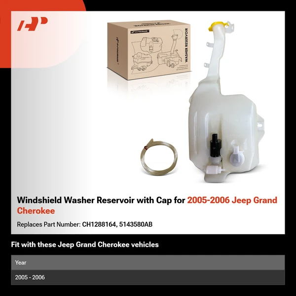 Windshield Washer Reservoir with Cap for 2005-2006 Jeep Grand Cherokee
