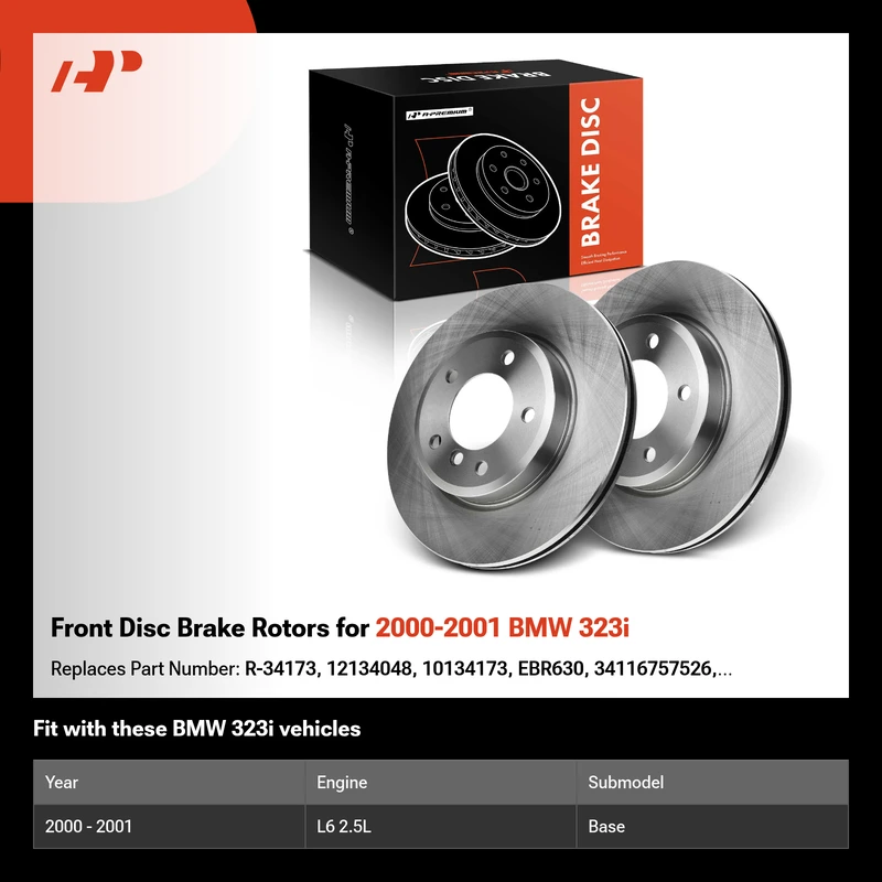 Front Disc Brake Rotors for 2000-2001 BMW 323i