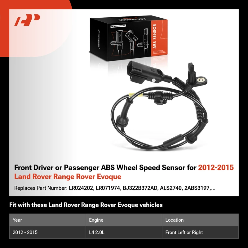 Front Driver or Passenger ABS Wheel Speed Sensor for 2012-2015 Land Rover Range Rover Evoque