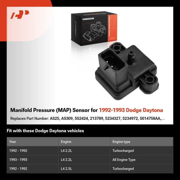 Manifold Pressure (MAP) Sensor for 1992-1993 Dodge Daytona