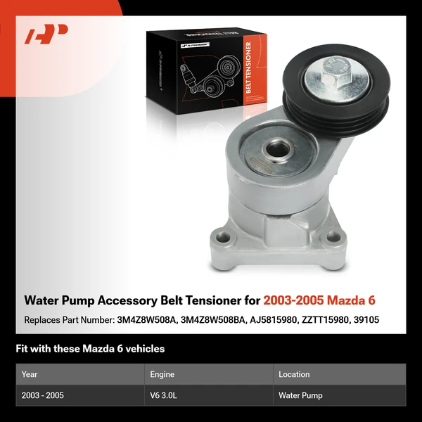 Water Pump Accessory Belt Tensioner for 2003-2005 Mazda 6