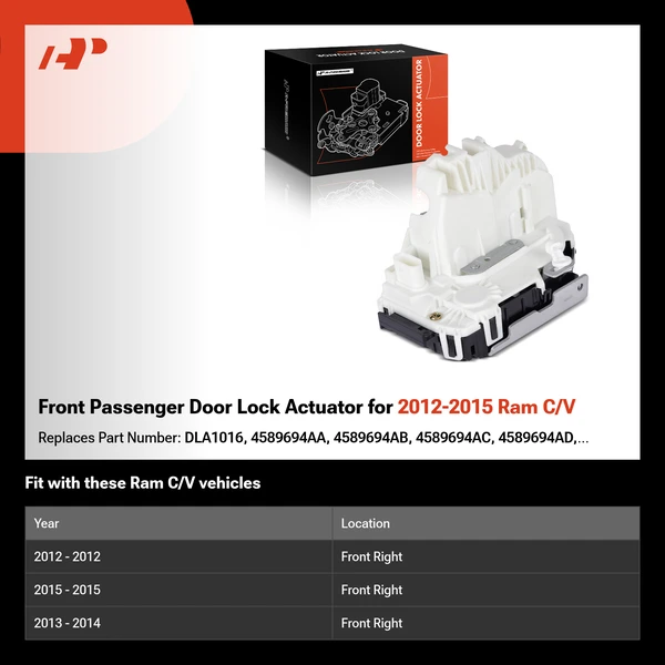 Front Passenger Door Lock Actuator for 2012-2015 Ram C/V