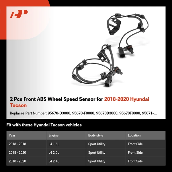 2 Pcs Front ABS Wheel Speed Sensor for 2018-2020 Hyundai Tucson