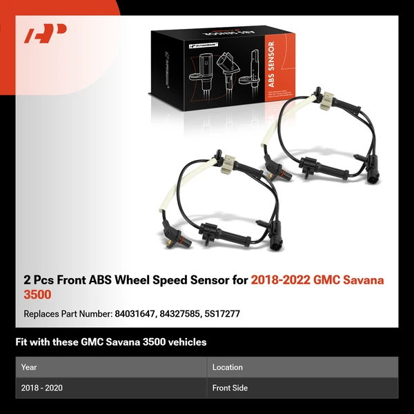 2 Pcs Front ABS Wheel Speed Sensor for 2018-2022 GMC Savana 3500