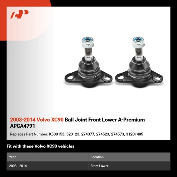 2003-2014 Volvo XC90 Ball Joint Front Lower A-Premium APCA4791