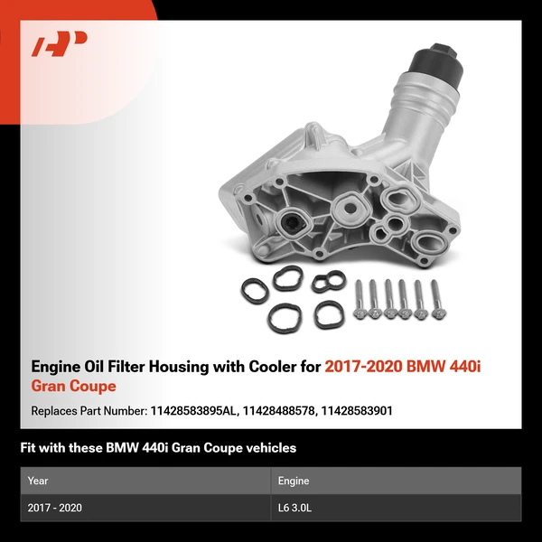 Engine Oil Filter Housing with Cooler for 2017-2020 BMW 440i Gran Coupe