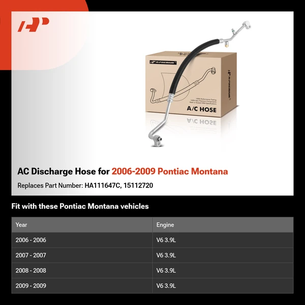 AC Discharge Hose for 2006-2009 Pontiac Montana