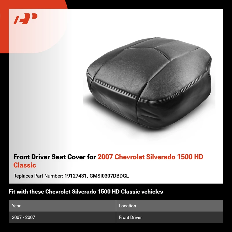 Front Driver Seat Cover for 2007 Chevrolet Silverado 1500 HD Classic