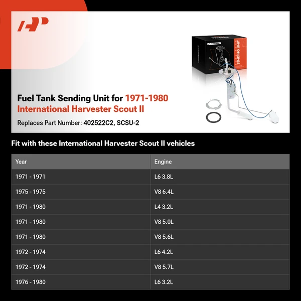 Fuel Tank Sending Unit for 1971-1980 International Harvester Scout II
