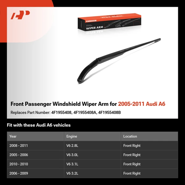 Front Passenger Windshield Wiper Arm for 2005-2011 Audi A6
