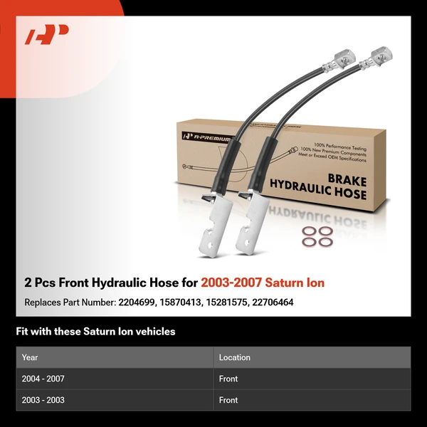 2 Pcs Front Hydraulic Hose for 2003-2007 Saturn Ion