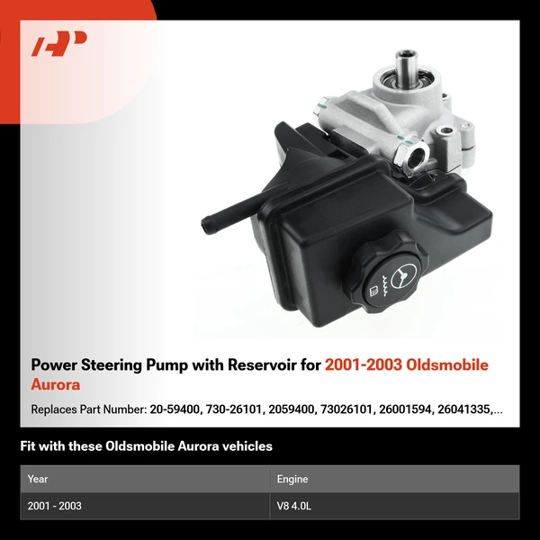 Power Steering Pump with Reservoir for 2001-2003 Oldsmobile Aurora