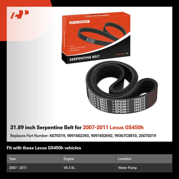 31.89 inch Serpentine Belt for 2007-2011 Lexus GS450h
